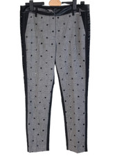 Fracomina Pantalon Soirée Femme Carrelé Strass Top Occasion Taille en Cuir T44