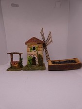 Santon de Provence - Le moulin et le puits - Hauteur 12 cm et 4,5 cm