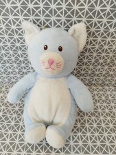 Peluche doudou chat bleu blanc