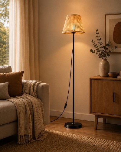 Lampadaire noir abat - -jour, rond