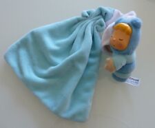 27. DOUDOU PELUCHE SMOBY LUCIOLE COTOONS  BLEU JAUNE  MOUCHOIR BLANC EXC. ETAT