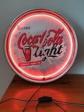 Grande horloge murale Coca Cola light avec néon rouge 41 cm