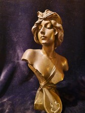 Buste Art Nouveau signé A. de Ranieri “La Mandoline” Sculpture Belle Époque