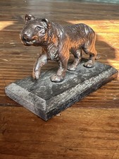 Bronze Argenté Animalier XX Eme Sculpture Tigre