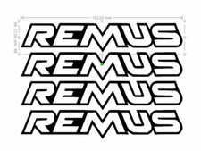 4 STICKER REMUS /ECHAPPEMENT  /FUN/ SPORT /MOTORSPORT  DIM: 1 sticker 27x150mm
