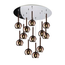 Lustre Suspension Moderne Salon 12 Lumières Verre Cuivre Tpl 0096