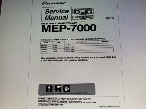 Pioneer mep 7000 service - pioneer, mep-7000