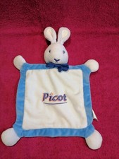 doudou plat lapin  bleu PICOT   Etat neuf