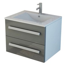 Ensemble de meubles gris plan vasque Arosa lavabo + armoire meuble salle de bain