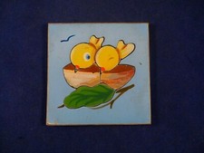 Ancien jouet jeu patience petit carré en bois puzzle oisillons années 30 déco