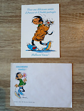 carte de voeux gaston lagaffe + enveloppe carte postale n° 10 de 1993