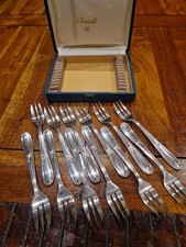 12 Superbes Fourchettes À Huitre CHRISTOFLE grand Bourg Métal Argenté