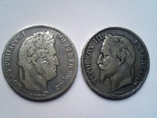 5 Francs Louis Philippe I et Napoleon III en Argent  / 1839A - 1868BB ........