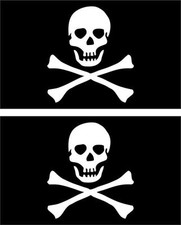 2x autocollant sticker voiture moto drapeau pirate flag