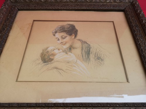 Dessin original encadré femme - dessin,