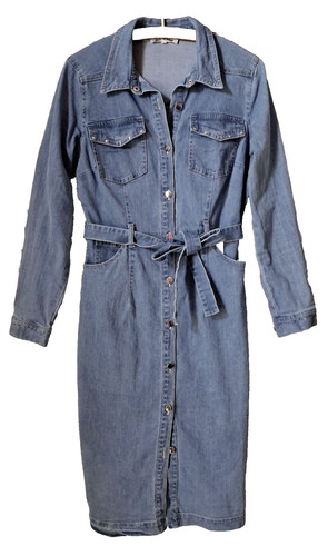 Robe droite jean bleu clair - robe,