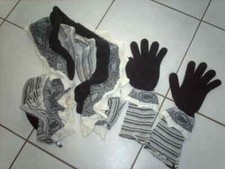 Gants et Bonnet DIPLODOCUS noir/blanc quasi neuf