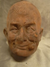 RARE SCULPTURE TERRE CUITE TÊTE PERSONNAGE ANTHROPOMORPHE  BOUTEILLE CARICATURE