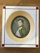 PEINTURE MINIATURE " NAPOLEON BONAPARTE EMPREUR 1 er EMPIRE " CADRE en OS