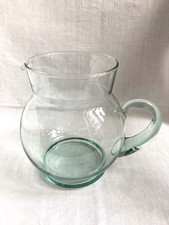 GRAND PICHET BROC À EAU CRUCHE EN VERRE SOUFFLÉ TRANSPARENT en TB ÉTAT !