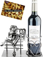 Porte-Bouteilles de Vin Couple d'Amoureux sur Banc Porte-Vin Cœur Cadeau Couple
