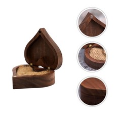  1PC boîte à bagues coeur amour noyer noir boîte à bagues en bois massif Mini