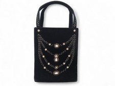 VINTAGE SAC A MAIN CHRISTIAN DIOR CABAS STRASS POCHETTE VELOURS NOIR BAG