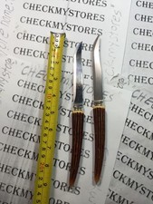 2 vtg Mid Century Mod faux antler ribbed plastic Reo Products USA steak knives