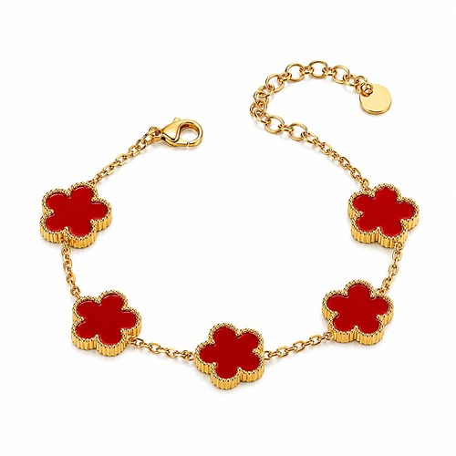 Bracelet fleur rouge luxe - fleur,