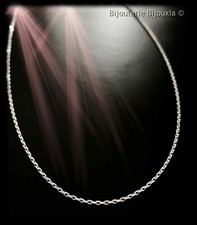Chaîne De Cou Longue 60 cm Maille Forçat diamantée Argent Massif 925/000 Bijoux 