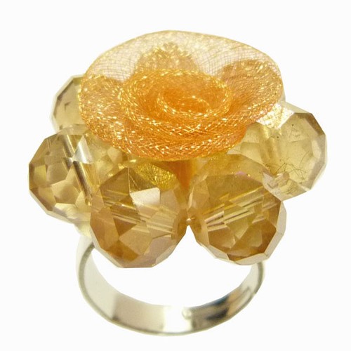 Bague fleur perle cristal - bague,
