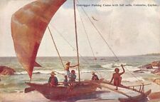 Sri Lanka - COLOMBO - Outrigger fishing canoe with full sails - Publ. Plâté Ltd.