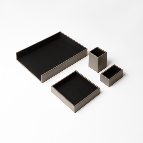 Set bureau cuir gris taupe - set,
