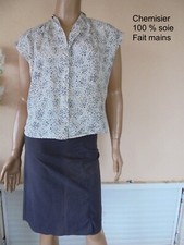 CHEMISIER 100 % SOIE FAIT MAINS + JUPE GRISE  T 36/38