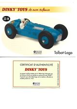 DINKY TOYS Fiche + Certificat TALBOT-LAGO Dinky Toys 23 H Atlas