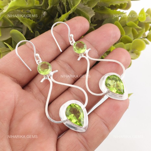 Argent sterling poire - argent, péridot