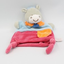 Doudou marionnette ane cheval gris rose bleu coucou BABY NAT - 28501