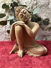 Bouddha sculpté à la main  24cm Ornement thaïlandais en bois Figurine