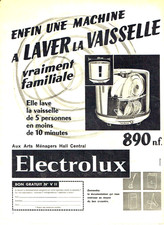 Publicité Advertising 0925  1960   Elecrolux  machine à laver vaisselle  familia