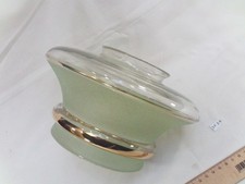 abat jour globe boule en verre vert satiné et or époque 1950 à collerette (DF31)