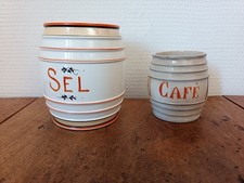 2 anciens pots à épices en faïence Jules Vieillard Bordeaux SEL + CAFÉ C89