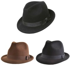 Style Vintage Chapeau Feutre BNWT / Neuf 100% Laine Gangster Fedora HOMME S/M/L