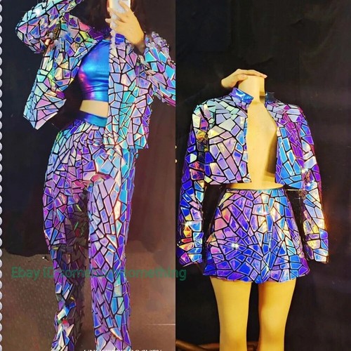 Women laser mirror sequins top - laser,