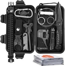 Kit de Survie 12 en 1 - Outils de Survie d'urgence - Boussole Bracelet de Survie