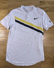Nike RF Roger Federer 2018 Polo Homme Small Indian Wells White Yellow Tennis