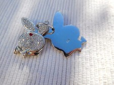 PENDENTIF EN ARGENT MASSIF VERITABLE 925 LAPIN COQUIN PLAY BOY RABBIT B1677