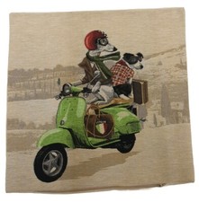 HOUSSE  COUSSIN TAPISSERIE CHIENS JACKRUSSEL SUR SCOOTER ITALIA  DÉCORATIF 
