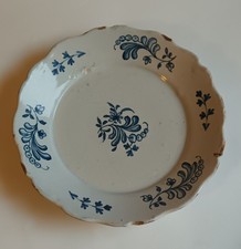 Assiette Ancienne Faïence  Bleu Blanc