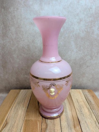 Vase opaline rose décor - à,
