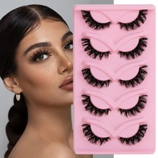 5/10 Pares 3D Cross Cross Faux Coyes Faux Mink Cat Eye Lashes Natural Black @ /